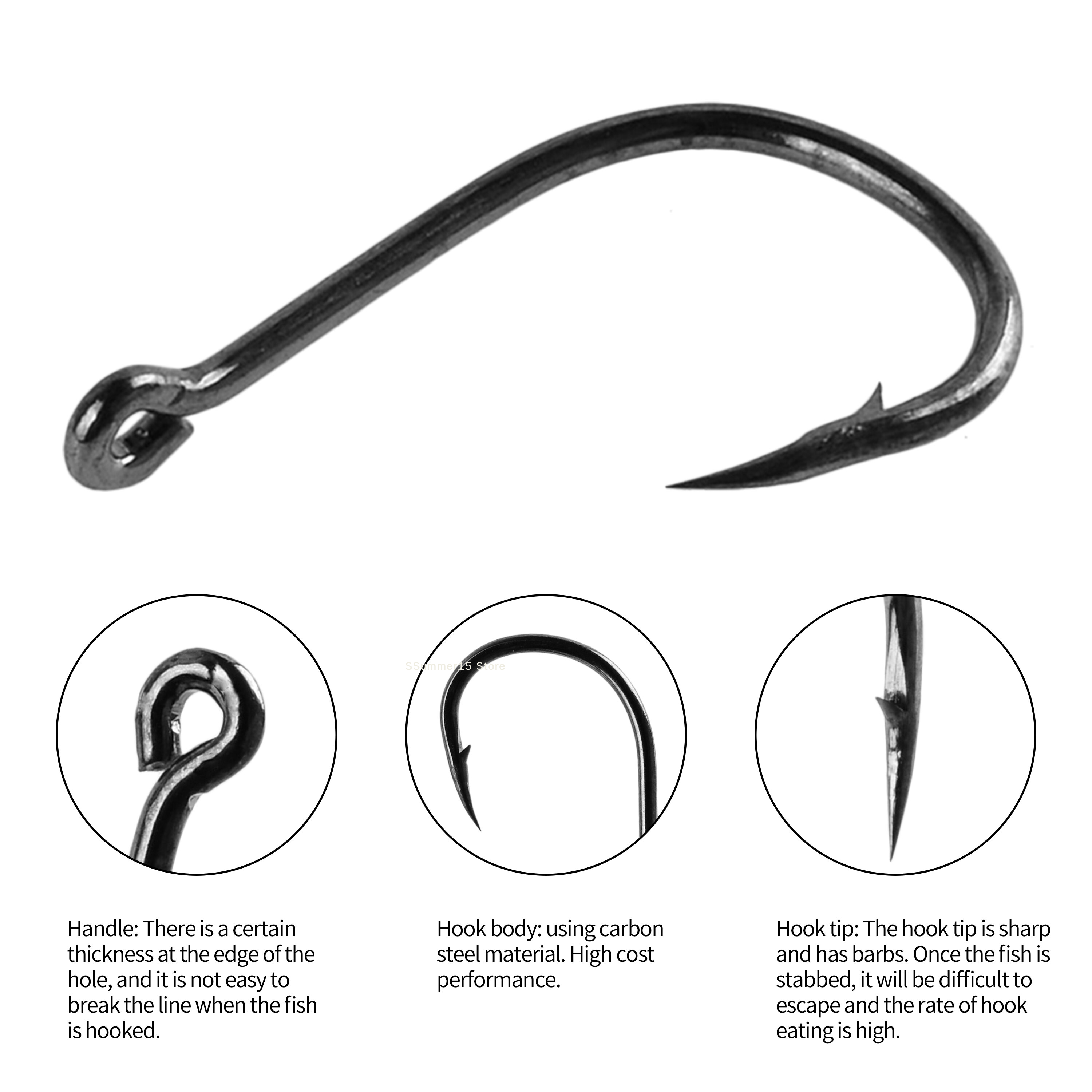 Fishing Hook Circle - 【R】100Pcs Fishing Hooks Set Carbon Steel