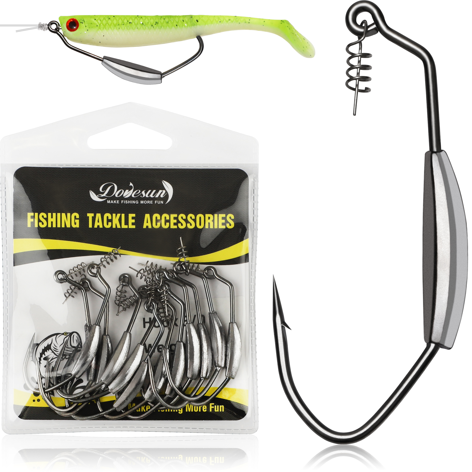 Fishing Hook Weedless - Dovesun 12PCS Weighted Swimbait Hooks Weighted