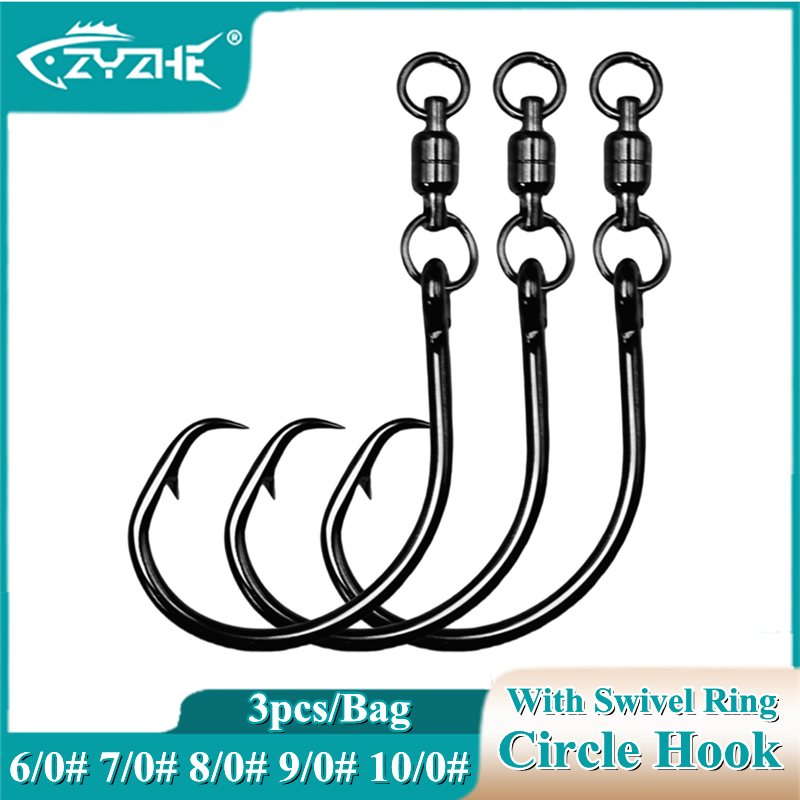 Fishing Hook Circle - ZYZHE 3pcs/Bag Circle Hooks With Swivel