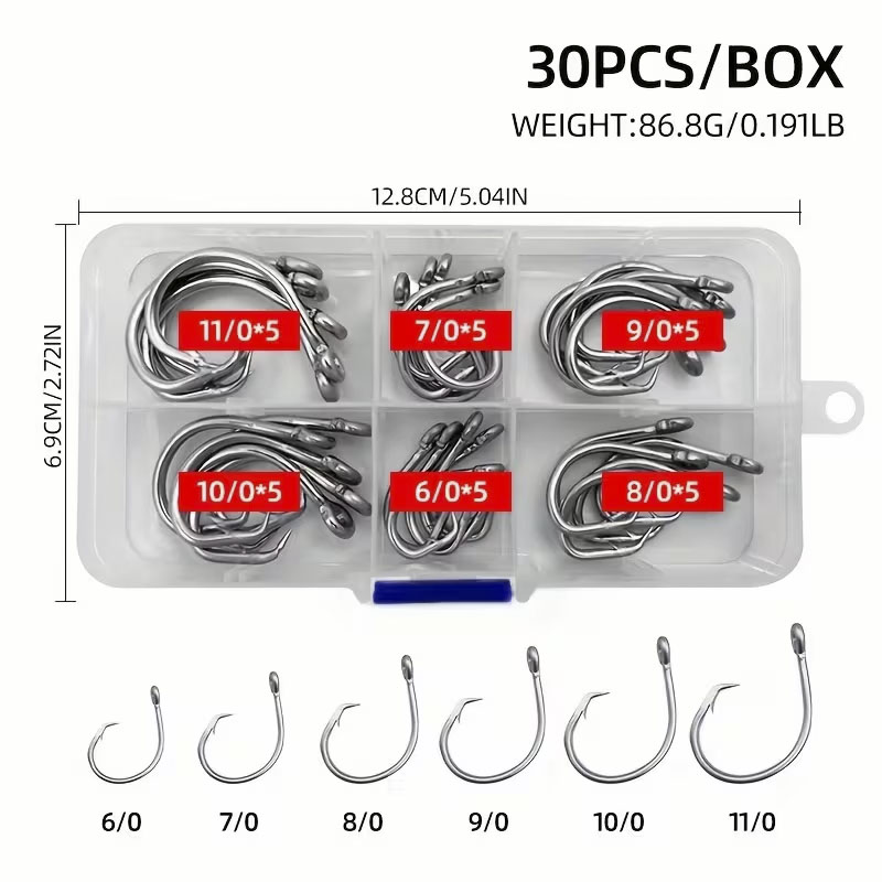 30pcs/box Fishing Hooks Stainl – Fishing Hook Circle Bewertung und Preis