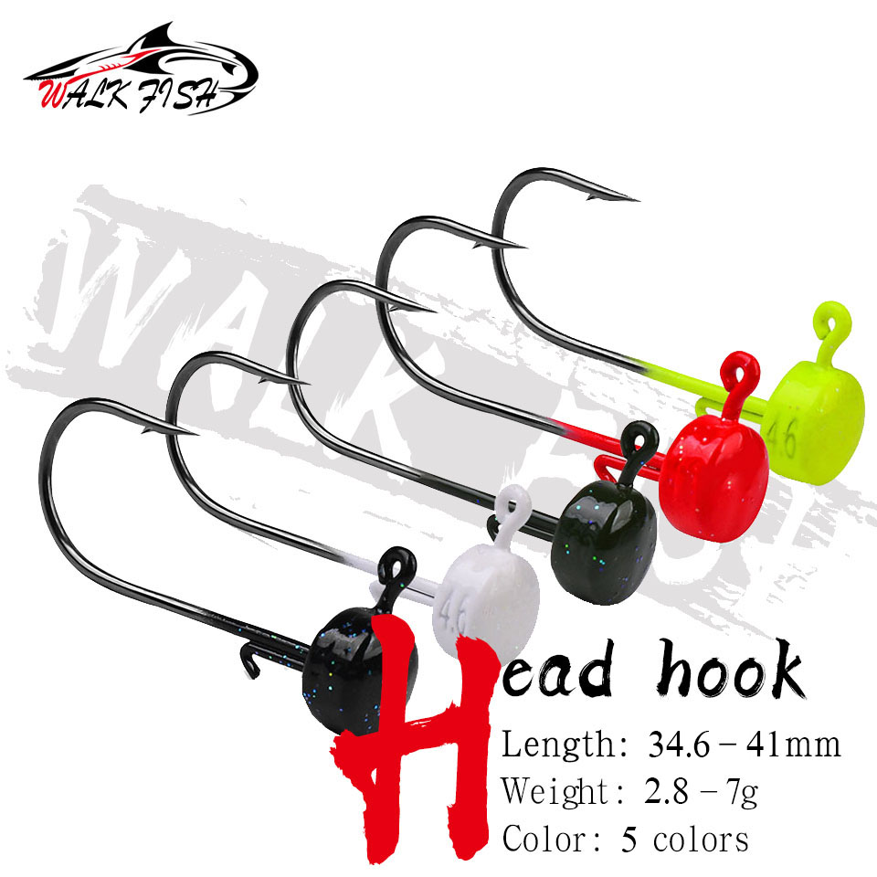 WALK FISH 5Pcs 2.8g 3.5g 4.6g  – Fishing Hook Offset Bewertung und Preis
