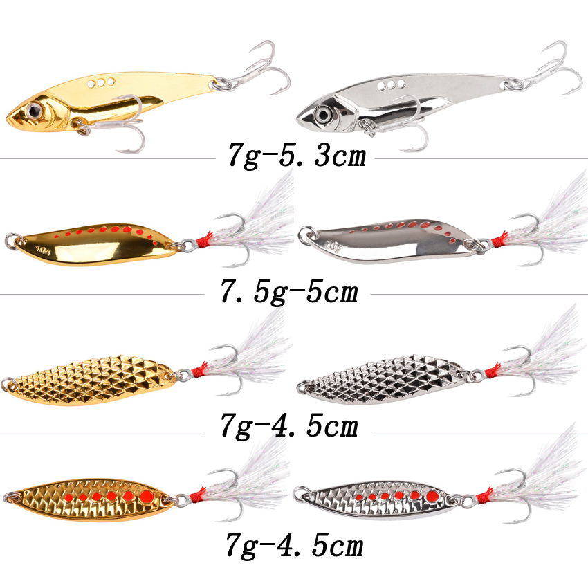 8PCS/Set Lure Metal Spinner Sp – Fishing Hook Treble Bewertung und Preis