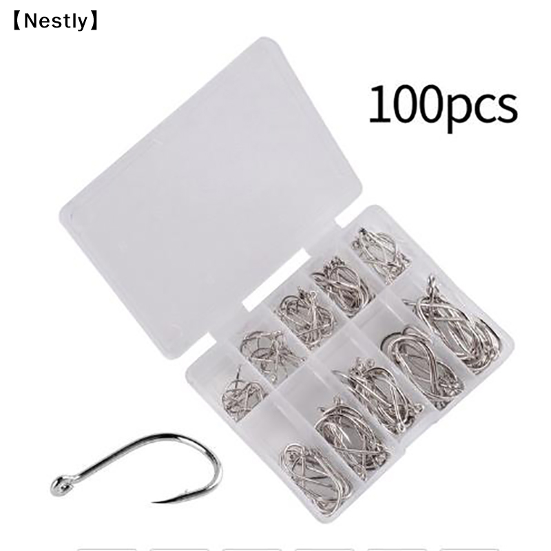 100pcs/box Fishing Hooks Carbo – Fishing Hook Circle Bewertung und Preis