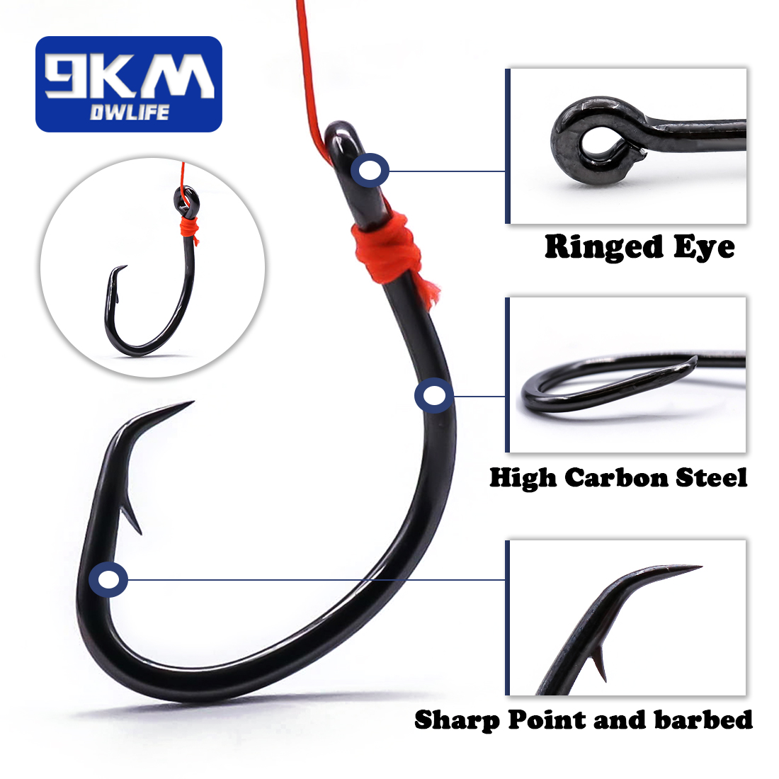 9KM Circle Hooks 25~50Pcs Salt – Fishing Hook Offset Bewertung und Preis