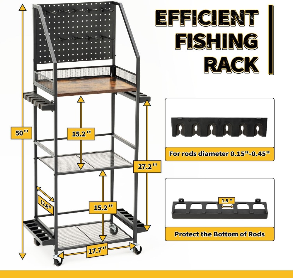 3-Tier Rolling Fishing Rod Rac – Fishing Hook Bewertung und Preis