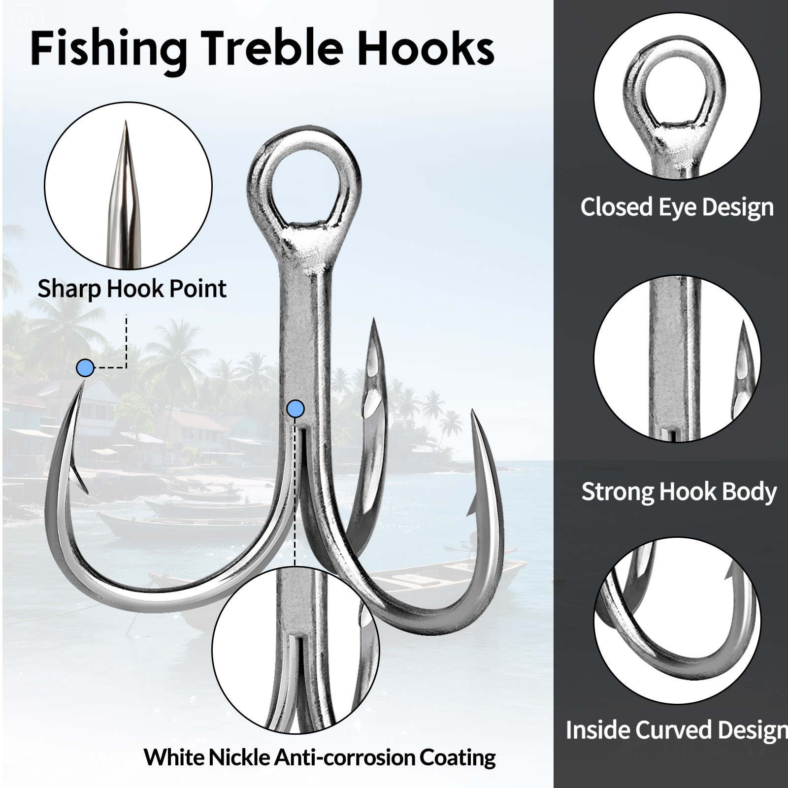 9KM Saltwater Treble Hooks 3X  – Fishing Hook Offset Bewertung und Preis