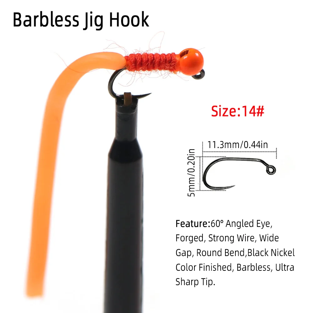 4pcs #14 Tungsten Bead Head Sq – Fishing Hook Barbless Bewertung und Preis
